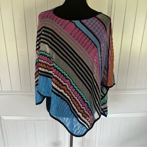 Missoni Lightweight Viscose Blend Poncho Boho Pullover Stripe Size One Size